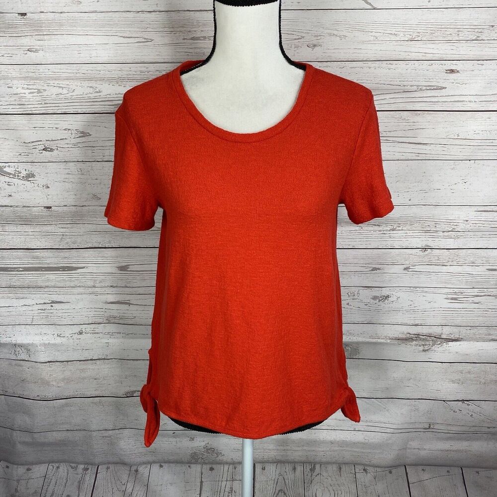 Madewell Texture & Thread Modern Side-Tie Top Size Small Red Cotton
